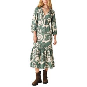 ba&sh Green and Cream Midi Dress